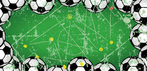 Wall Mural - Soccer or Football illustration or template for the great soccer event this year,large copy space.Grungy vector illustration.