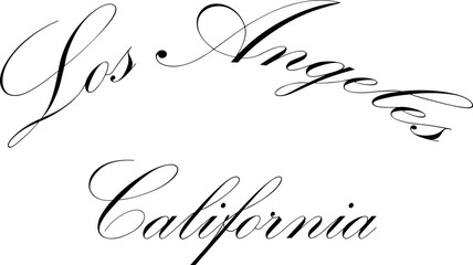 Los Angeles California, text sign illustration on white background.