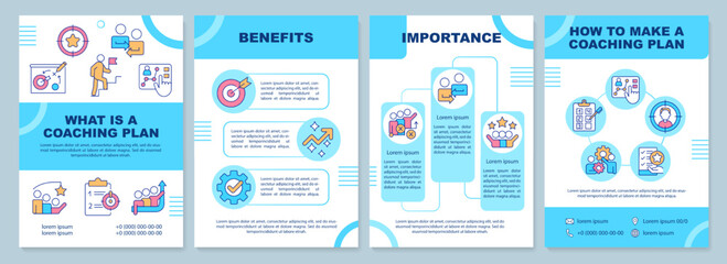 Wall Mural - what is coaching plan blue brochure template. team building. leaflet design with linear icons. edita