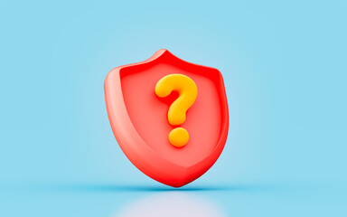 Wall Mural - security shield question mark sign 3d render concept for safety password protection problem