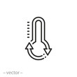 climate control icon, cooling or heating temperature, hot or cold change air, thin line symbol on white background - editable stroke vector illustration
