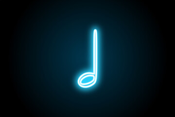 Wall Mural - Music note minim glowing neon symbol sign icon 