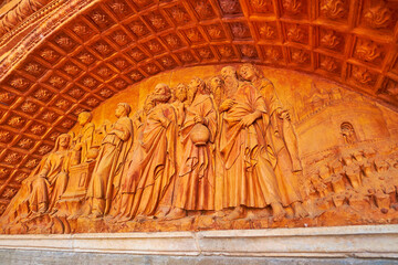 Poster - The carved stone decorations in small cloister of Certosa di Pavia monastery, Italy