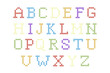 Colorful Embroidering Cross stitch kids alphabet. Made in vector.