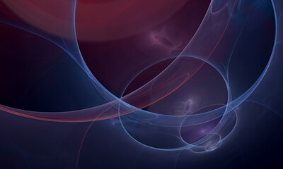 Wall Mural - Elegant purple violet blue 3d electric orbits in deep dark space. Motion of discharges and lightnings glowing in galactic dimension. Fictional scientific concept. Great as cover print, poster, art. 