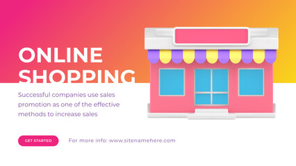 Wall Mural - online shopping digital awning store internet banner promo advertising realistic 3d icon vector