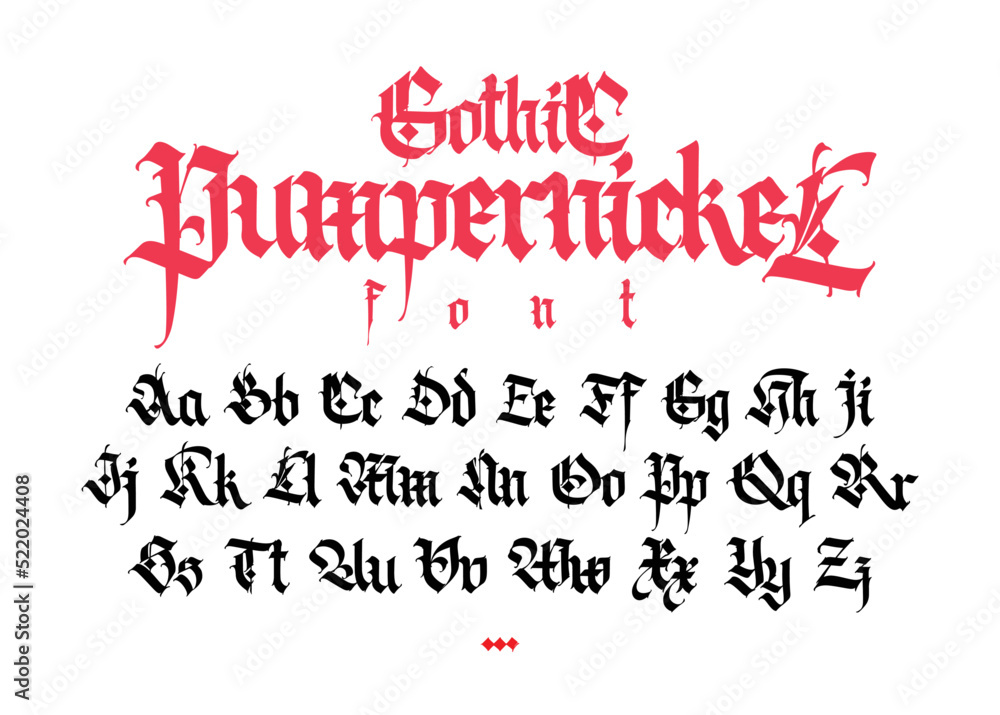 Gothic, display English alphabet. Vector. Medieval Latin letters. Signs ...