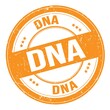 DNA text written on orange round stamp sign