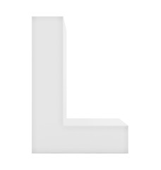 letter L 3d white isolated on white - 3d rendering