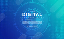 Digital Technology Banner Blue Green Background Concept, World Map Compass Technology, Abstract Tech, Innovation Future Data, Internet Network, Ai Big Data, Lines Dots Connection, Illustration Vector