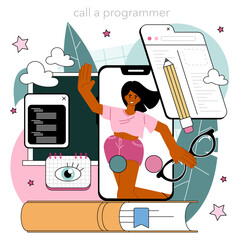 Programming online service or platform. Coding, testing and writing