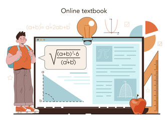 Wall Mural - Math school subject online service or platform. Students studying