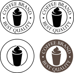 Round Iced Coffee Icon with Text - Set 2