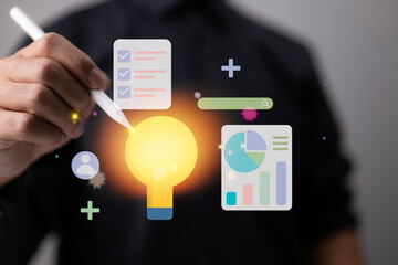 Fototapete - Data analysis, financial report charts, and online marketing. Idea for business. entrepreneur holding a data chart.