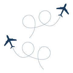 Wall Mural - airplane route in line path. flying air plane. vector isolated on white.
