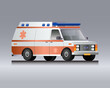 © Mykola - 1980's retro ambulance car, three quarters view, realistic 3d vector illustration