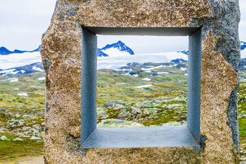 Wall Mural - Stone sculpture in mountains, Norway