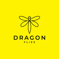 Wall Mural - minimalist line flying dragonfly logo design