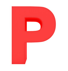 Fototapete - letter P 3d red isolated on white - 3d rendering