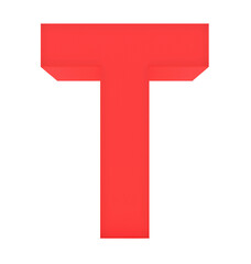 Fototapete - letter T 3d red isolated on white - 3d rendering