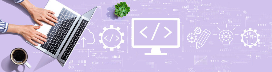 Web development concept with person using a laptop computer