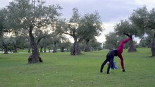 Girl Doing Stunts In The Park