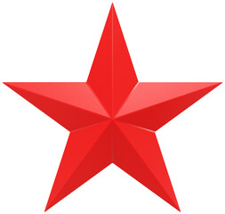 Wall Mural - christmas star red - 5 point star - isolated on white - 3d rendering