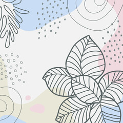 Wall Mural - botanical art. abstract organic vector shapes, leaves, plants. natural template in doodle style for 