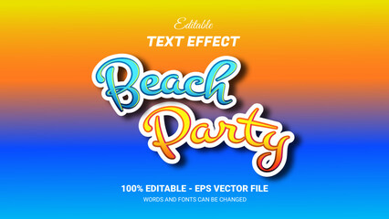 Wall Mural - beach party editable text effect