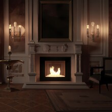 Gothic Manor Fireplace In Darkness