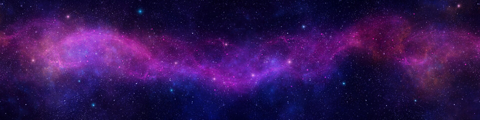 Wall Mural - nebula and stars in night sky web banner. space background.