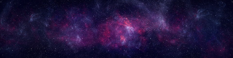 Wall Mural - nebula and stars in night sky web banner. space background.