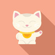 Cute lucky cat icon flat vector. Japan neko
