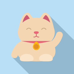 Wall Mural - Good lucky cat icon flat vector. Neko japan