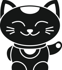 Wall Mural - Cute lucky cat icon simple vector. Japan neko