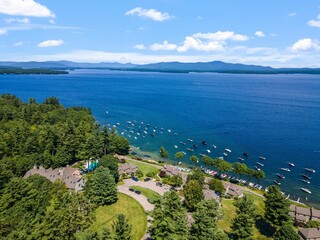 Canvas Print - Aerial view of boats on the shore of Lake Winnipesaukee in New Hampshire