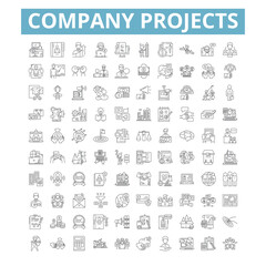 Wall Mural - Business projects icons, line symbols, web signs, vector set, isolated illustration