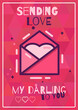 Leinwandbild Motiv Valentines Day Flyer Template. Sending Love My Darling to You quote brochure with typography and abstract background. Stock holiday card design