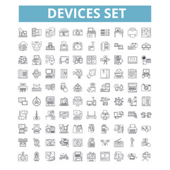 Wall Mural - Devices set icons, line symbols, web signs, vector set, isolated illustration