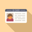 Person id card icon flat vector. Badge access