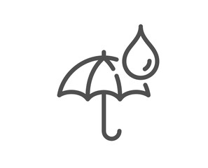 waterproof umbrella line icon. water resistant sign. rain protection symbol. quality design element.