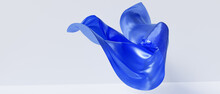 Blue Abstract Background With Folds Or Ribbon Waves, 3d Render