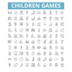 Wall Mural - Children games icons, line symbols, web signs, vector set, isolated illustration