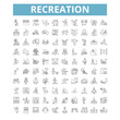 Recreation icons, line symbols, web signs, vector set, isolated illustration