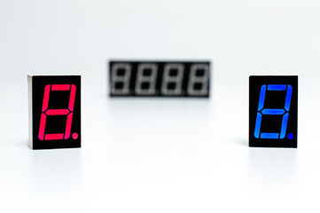 Electronic numbers. Digital Watch. Electronic dial. Digital alarm clock.  Electronic font. Countdown. Timer. Watch icon. Led watch. Colorful Indicator. 