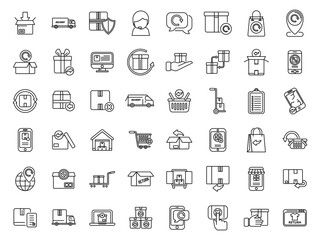 Poster - Return of goods icons set outline vector. Agreement certificate