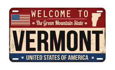 Wall Mural - Welcome to Vermont vintage rusty license plate