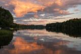 Fototapeta  - sunset over lake