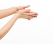 © serhii - female hands do massage, touch each other, stroke each other on a white background isolated