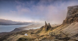 Fototapeta Góry - Ilse of Skye, Dramatic Scottish Highlands, the Old Man of Storr, tourist attraction on NC500 the Isle of Skye. Hebrides in the United Kingdom	